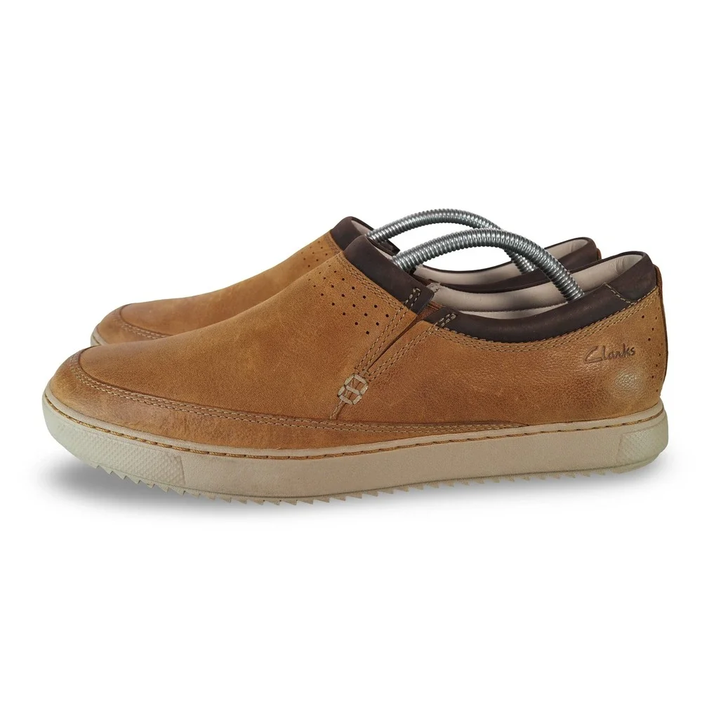 Clarks Gerald Step Slip-on Sneakers Mens 10M‎ Brown Leather 63517
